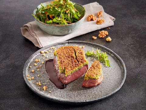 Walnuss-Rucola-Kruste – zum Beispiel für Roastbeef